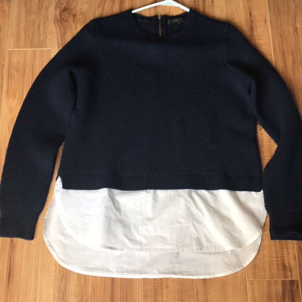 JCrew sweater with attached shirt hem